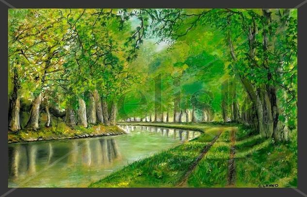 Canal du Midi Pastel Papel Paisaje