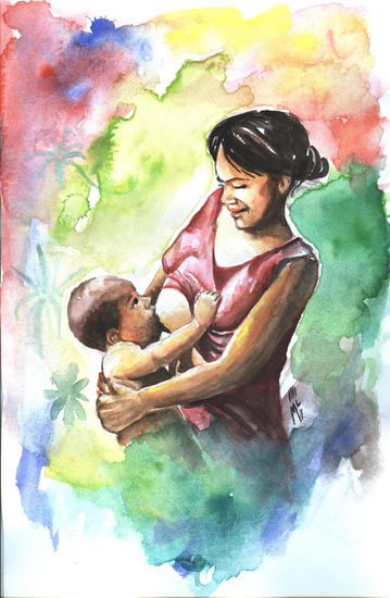 MADRE HONDUREÑA ACUARELA Watercolour Card Figure Painting