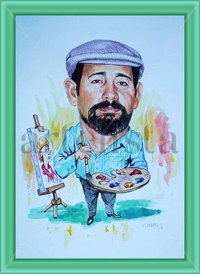 caricatura del pintor ismael checo 