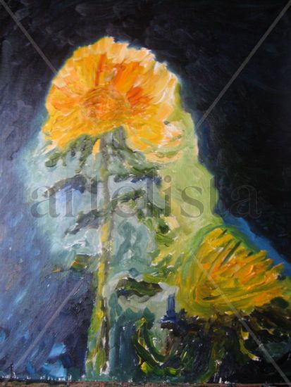 flor amarilla luminosa Oil Canvas Landscaping