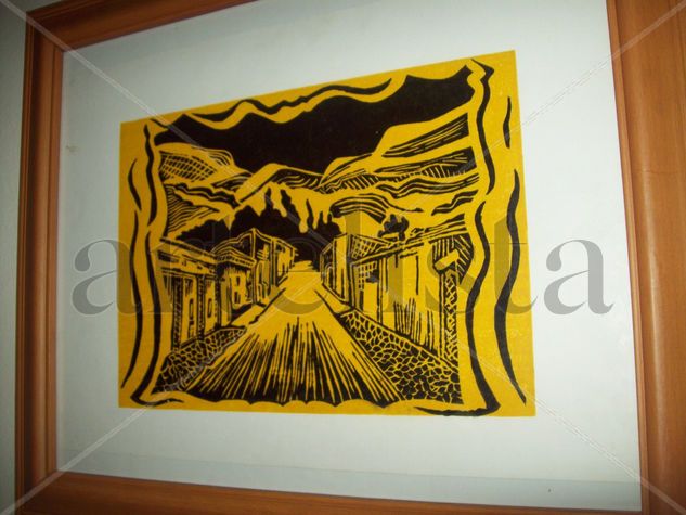 "Camino al Cerro" Woodcut