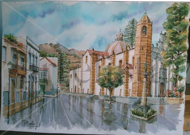 Basílica de Teror Watercolour Card Landscaping