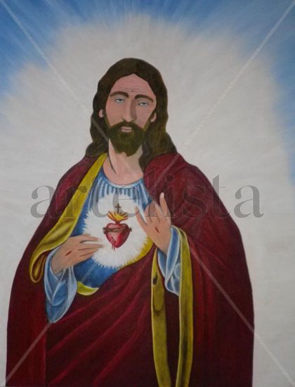 Sagrado Corazón Óleo Lienzo Figura