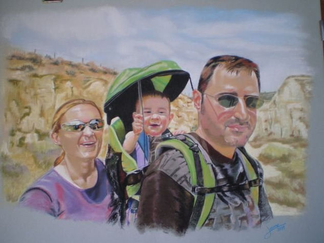 Familia de excursión Pastel Cartulina Retrato