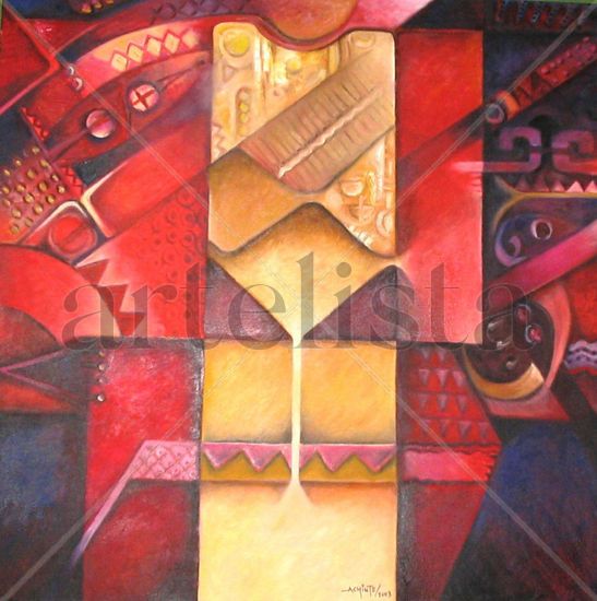 "COMPOSICION EN ROJO Y ORO" Oil Canvas Others