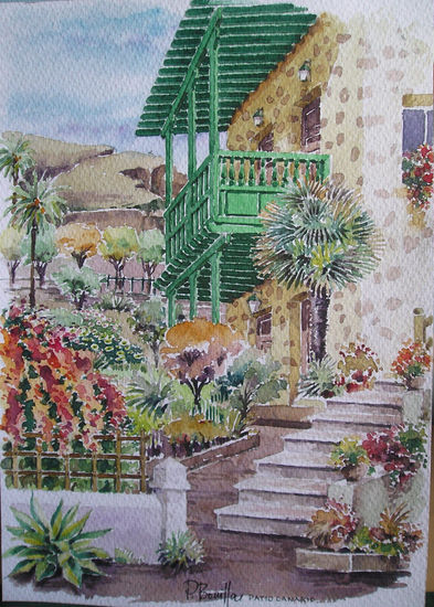 Patio típico canario, Watercolour Card Landscaping