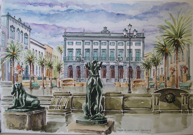 Plaza de Santa Ana Watercolour Card Landscaping