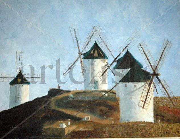 MOLINOS AL AMANECER Oil Canvas Landscaping