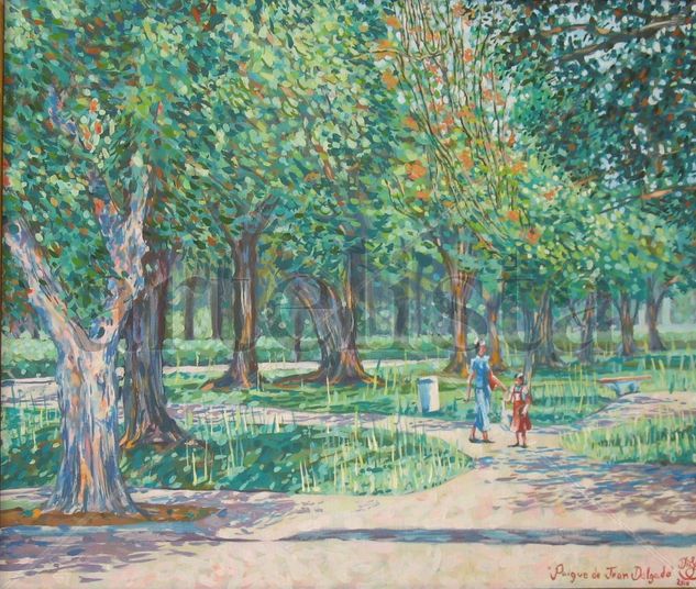 Parque de Juan delgado y San Mariano. Oil Canvas Landscaping