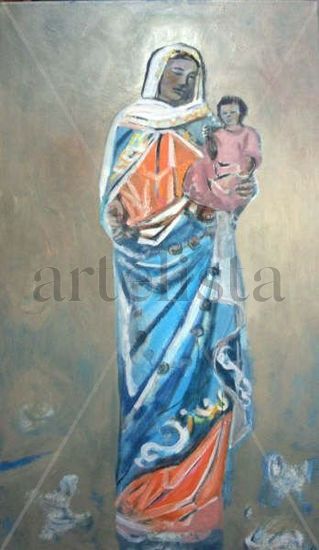 Virgen María en San Nicolás Oil Canvas Figure Painting