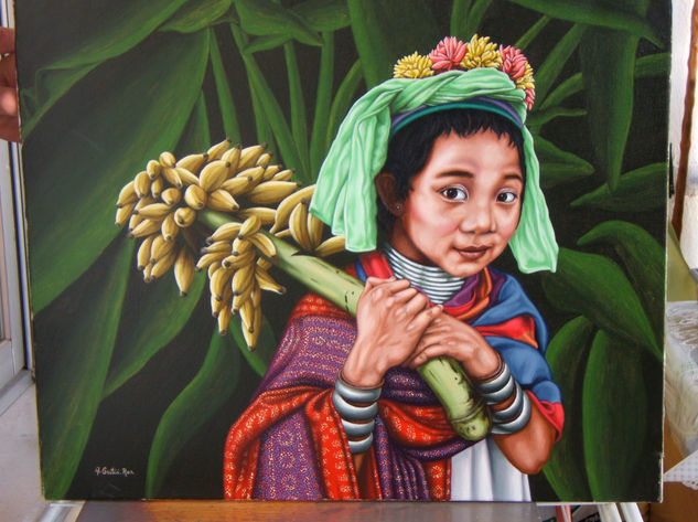 La reina del platanar Oil Canvas Portrait