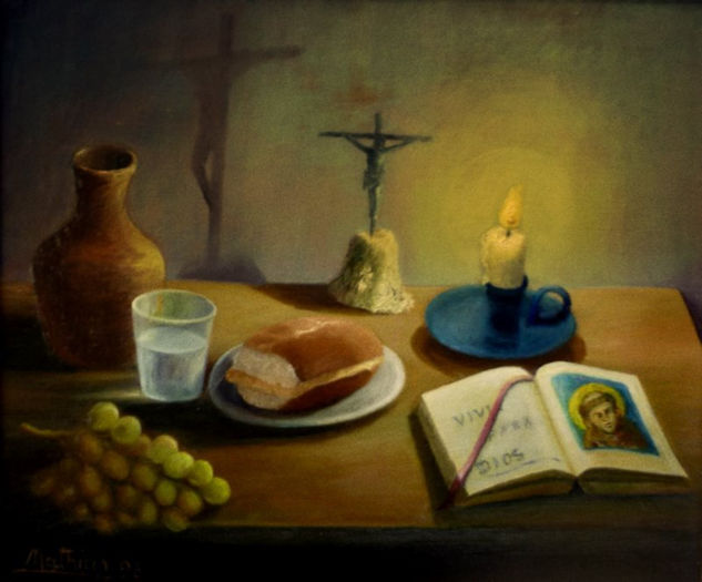 Intimidad cenobita Oil Canvas Still Life Paintings