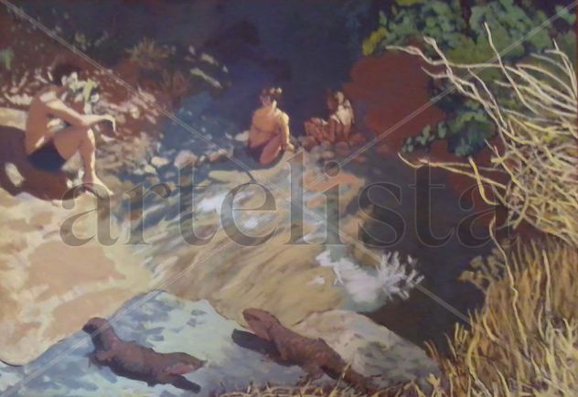 Bañistas en le barranco de la mina.