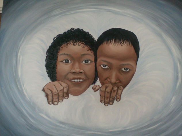 Niños africanos Oil Canvas Figure Painting