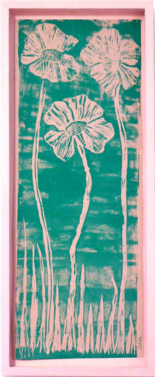 flores grandes 2 Linocut