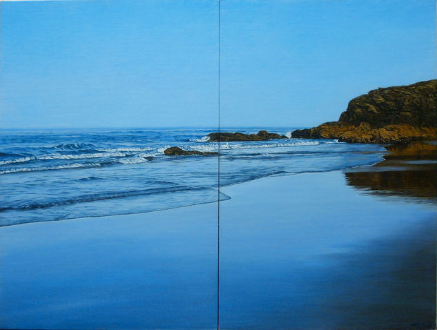 REFLEJOS EN LA PLAYA DE LAS CATEDRALES Oil Canvas Marine Painting