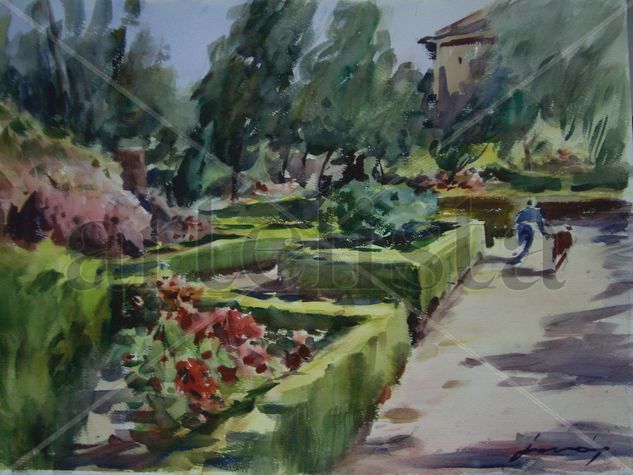 Jardines de Monforte Acuarela Papel Paisaje