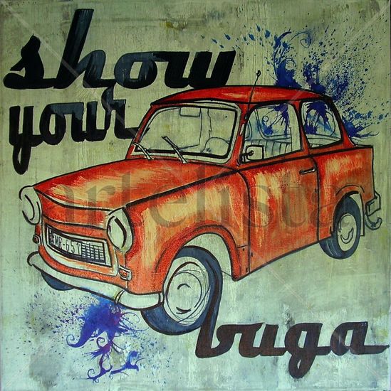 Show your buga! Mixed media Canvas Figure Painting