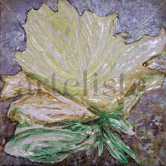 Rosa con Textura Mixed media Panel Floral Painting