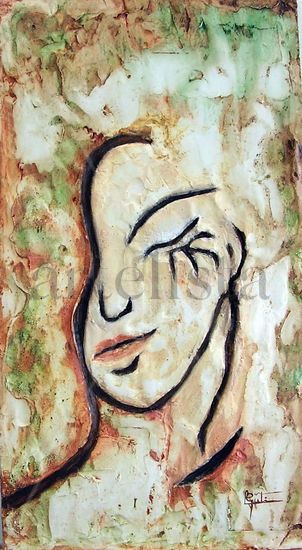 Perfil Mixed media Panel Figure Painting