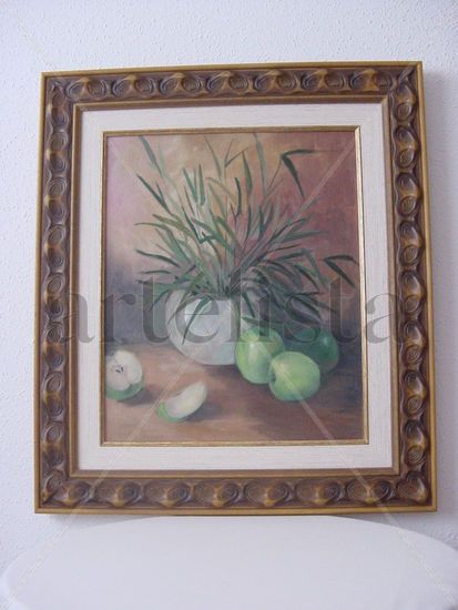 Manzanas verdes. Oil Canvas Still Life Paintings