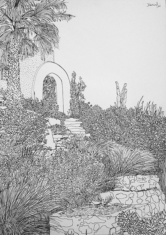 Entrada a cortijo con vegetación
