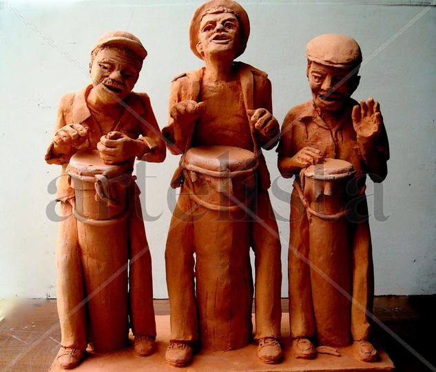 Musicos Atabales Terracota Figurativa