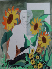 Mujer de los girasoles