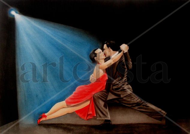 Tango Bar Pastel Paper Figure Painting