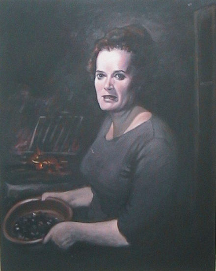 "Magosto en Mandín" Oil Canvas Figure Painting