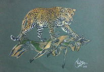 Leopardo con presa