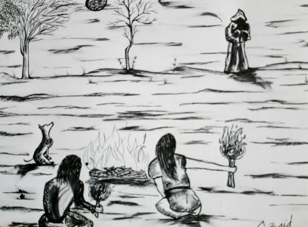 Hombre misterioso Ink Paper Landscaping