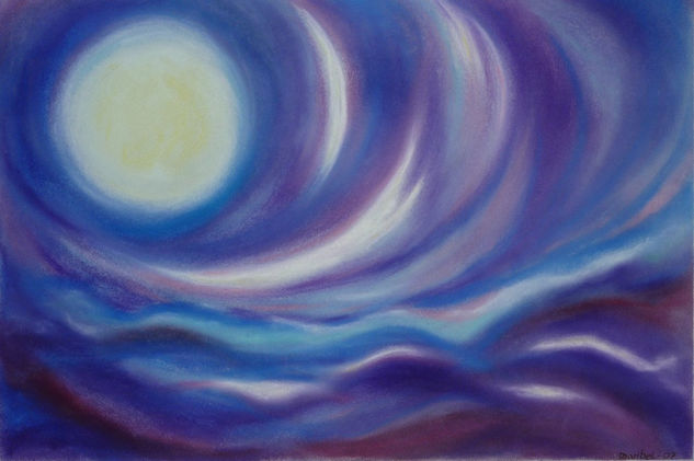 Luz de luna Pastel Papel Paisaje