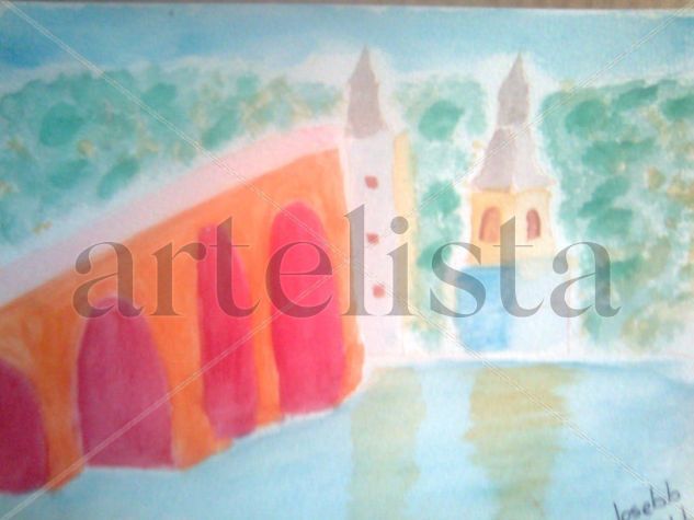 el puente Watercolour Card Landscaping