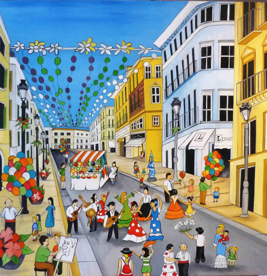 Calle Larios en Ferias Oil Canvas Landscaping