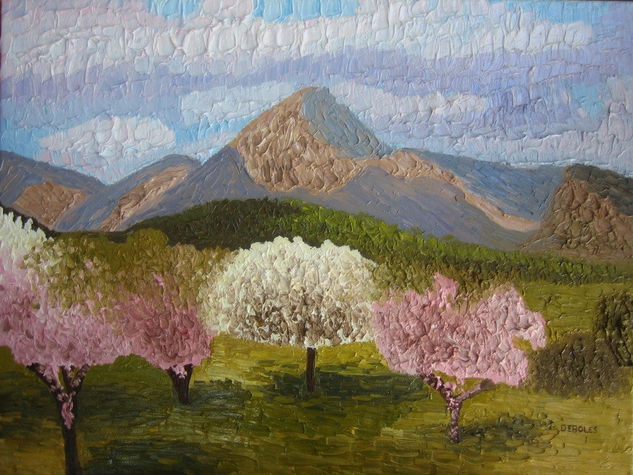 Paisaje con Almendros en Flor Óleo Lienzo Paisaje