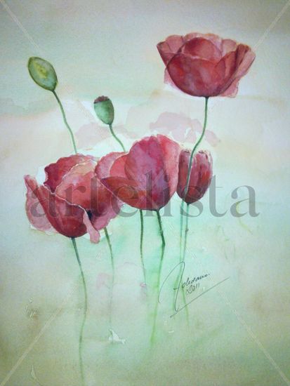 amapolas Watercolour Paper Floral Painting