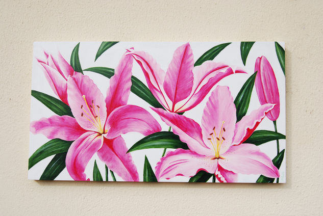 azucenas Acrylic Canvas Floral Painting