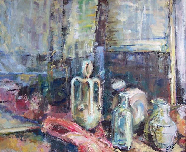 espejo con jarrones Oil Canvas Still Life Paintings