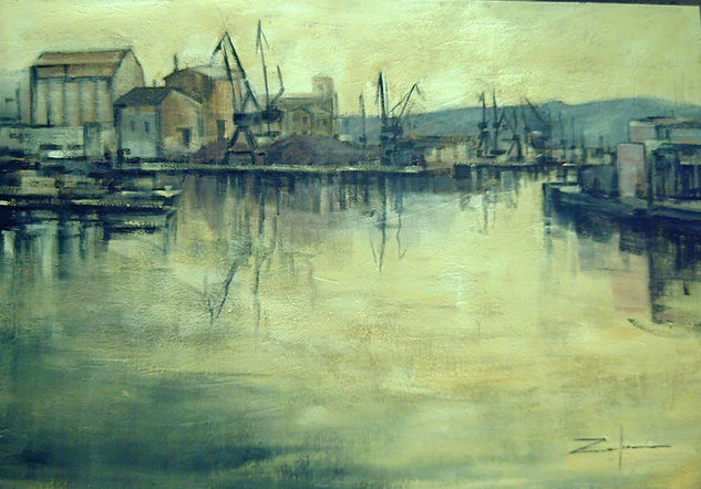 GRISES EN LA RIA Acrylic Panel Marine Painting