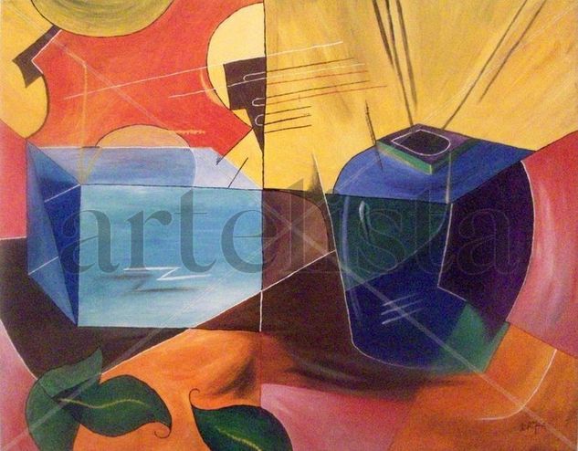 Bodegon abstraco sobre lienzo Acrylic Canvas Still Life Paintings