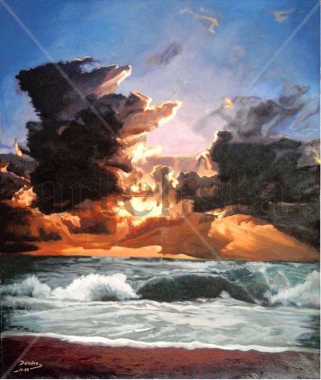 Atardecer en el Mar Oil Panel Marine Painting