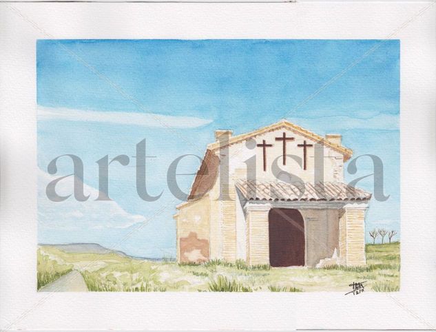 13 ERMITA DEL SANTO SEPULCRO, BORJA (ZARAGOZA) Acuarela Papel Paisaje