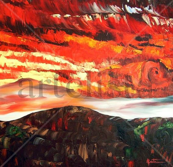 Montaña roja Oil Canvas Landscaping