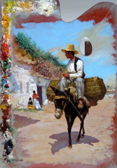 " camino del mercado " Oil Panel Animals