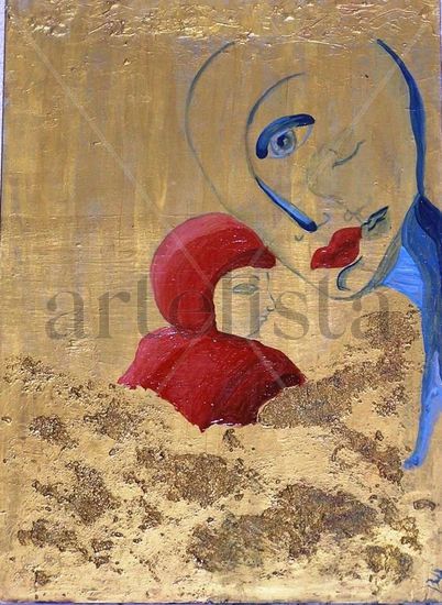 La donna e il bambino Mixed media Canvas Figure Painting