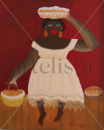 BAHIANA Y SUS PASTELES Acrylic Canvas Figure Painting