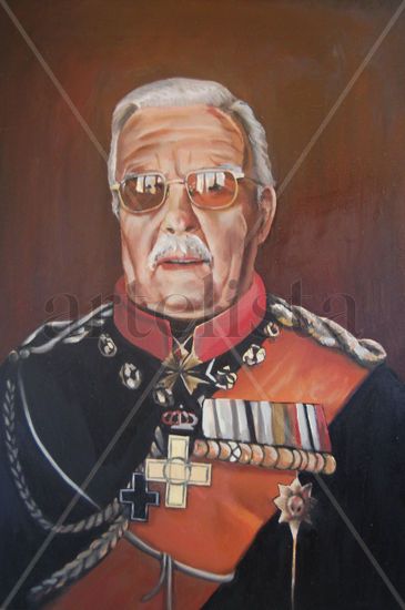 El hombre de las tres guerras, mi abuelo Oil Canvas Portrait