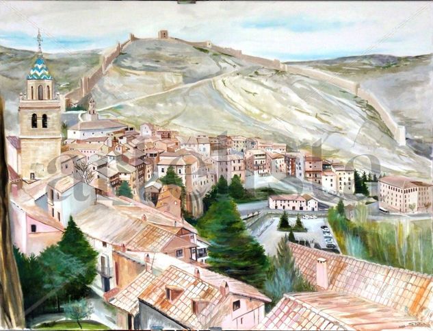 Panorámica de Albarracín (Teruel) Óleo Lienzo Paisaje