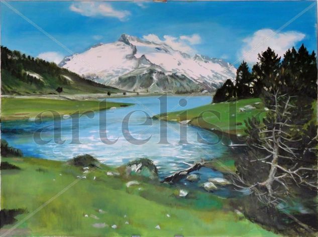 Lago Reserve Neuvielle (Pirineo Francés) Oil Canvas Landscaping